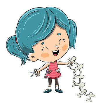 Ni&ntilde;a haciendo manualidades con unas tijeras
