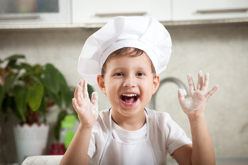 funny kid with flour