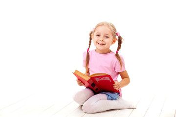 little girl with books