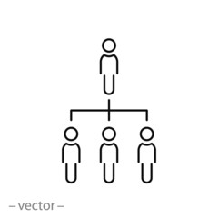 hierarchy icon, organization chart line sign on white background - editable stroke vector illustration eps10