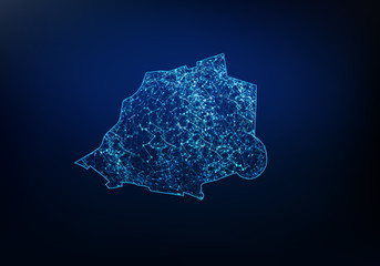 Obraz premium Abstract of vatican map network, internet and global connection concept, Wire Frame 3D mesh polygonal network line, design sphere, dot and structure. Vector illustration eps 10.