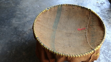 burlap hessian sacking on concrete background