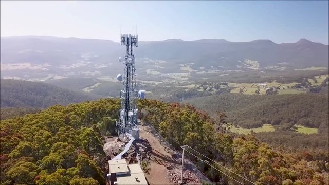AERIAL: A cell phone tower overlooking it's coverage area