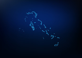 Abstract of bahamas map network, internet and global connection concept, Wire Frame 3D mesh polygonal network line, design sphere, dot and structure. Vector illustration eps 10.