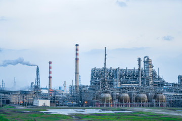 Refinery plant under the background of blue sky white clouds