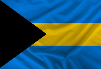 the flag of the state of the Bahamas, depicted on a silk fabric with soft folds