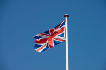 Union Jack, UK flag flapping in the wind