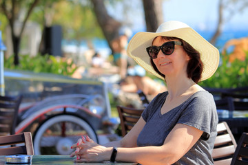 Woman on the sea beach