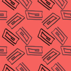 hand drawn decorative elements red seamless pattern. vector illustration