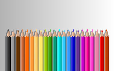 colorful crayons on the white background