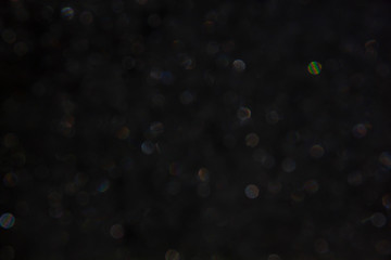 black bokeh of bright snow with brights