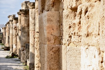 Fototapeta na wymiar Ancient Colonnade Ruins 9, Tyre Archaeological Site, Lebanon