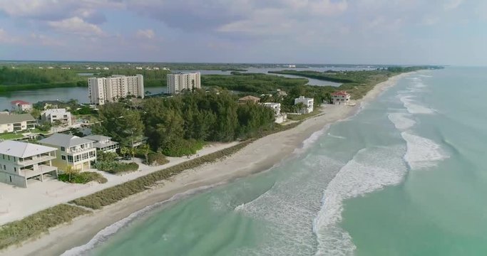 Drone aerial footage from Midnight Pass Beach north to Turtle Beach, Siesta Key Florida