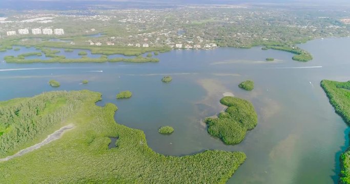 Drone aerial footage of Jim Neville Marine Preserve, Siesta Key Florida