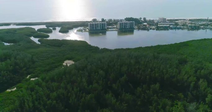 Drone aerial footage of Jim Neville Marine Preserve, Siesta Key Florida