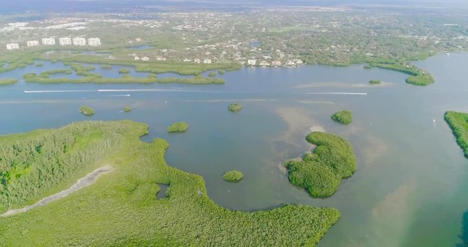 Drone aerial footage of Jim Neville Marine Preserve, Siesta Key Florida