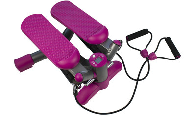 Isolated fitness machine, pink stepper on white background. Air stepper.