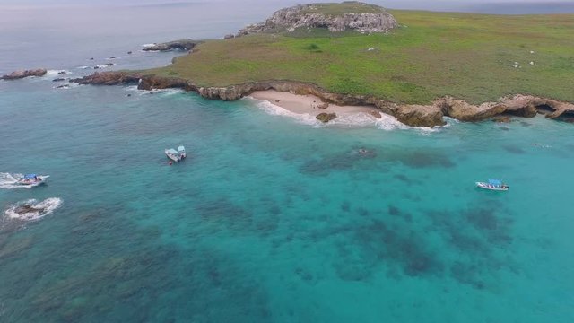 Aerial shot of the Isla Larga, Marietas Islands, Nayarit, Mexico