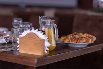 wedding table setting in the restaurant,shot in natural light