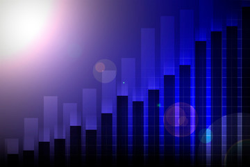 investment chart, blue abstract background, money investment on blue background, coin and money