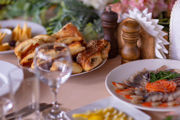 wedding table setting in the restaurant,shot in natural light