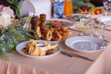wedding table setting in the restaurant,shot in natural light