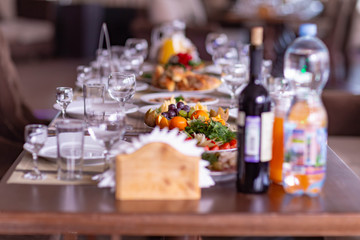 wedding table setting in the restaurant,shot in natural light
