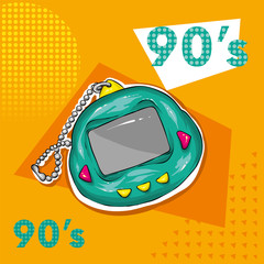Retro electronic toy. Vector illustration for greeting card or poster, print on clothes. 90s, 80s.