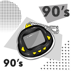 Retro electronic toy. Vector illustration for greeting card or poster, print on clothes. 90s, 80s.