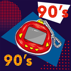 Retro electronic toy. Vector illustration for greeting card or poster, print on clothes. 90s, 80s.
