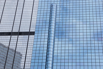Window glass, Modern architecture in the blue sky white cloud city