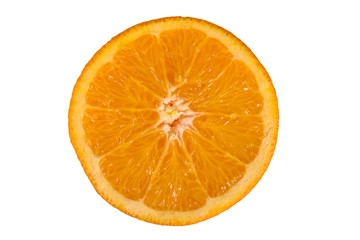 Halved orange fruit isolated on a white background
