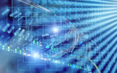 Abstract modern data center room. Electronic computer hardware technology concept.  Wallpapers Technology background. 