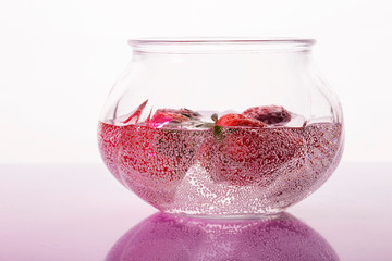 Strawberries in sparkling water