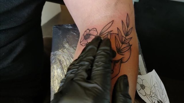 Tattoo getting moisterized with Vasline