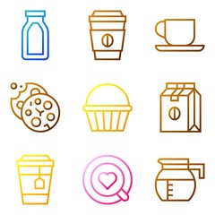 Coffee related vector icon set, gradient stye
