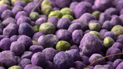 Purple mineral fertilizer, prolonged action with microelements, for application to the lawn in the spring. Professional fertilizer.