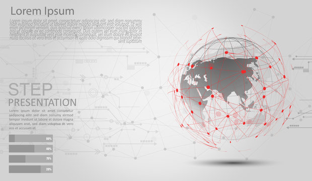 Global network connection. world map point Internet of Things, Computing Design technology Background