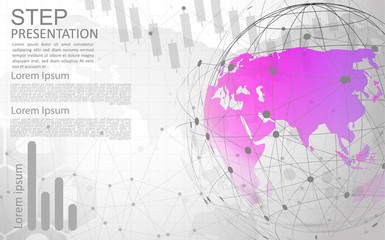 Global network connection. world map point Internet of Things, Computing Design technology Background