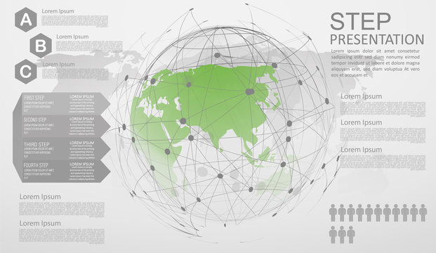 infographic Template for diagram gobal network connection. world map point Internet of Things, Computing Design technology Background