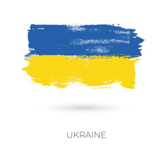 Obraz premium Ukraine colorful brush strokes painted national country flag icon. Painted texture..