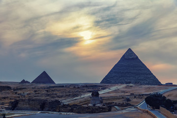 The Pyramides and the Sphinx, twilight view