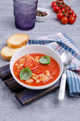 Thick tomato soup with beans