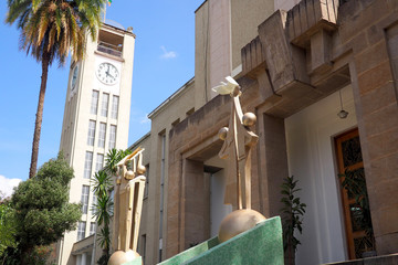Addis Ababa, Ethiopia - 22 April 2019 : Exterior of the Ethiopian Parliament building ,Addis Ababa