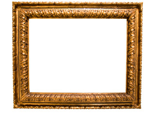retro golden rectangular frame for photography on isolated background