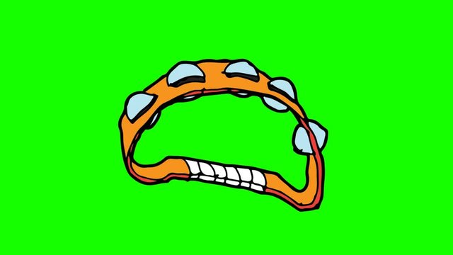 kids drawing green screen with theme of tambourine