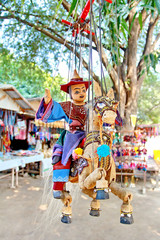 Traditional handicraft puppets as a souvenir  is famous for sale in Sagain, Myanmar
