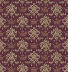 Brown background pattern, wallpaper seamless in Royal style, vector image