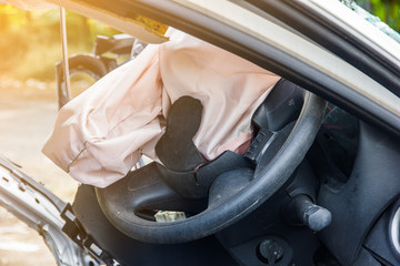 Airbag exploded at a car accident,Car Crash air bag,Airbag work and illuminated