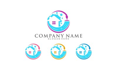 House cleaning set template logo